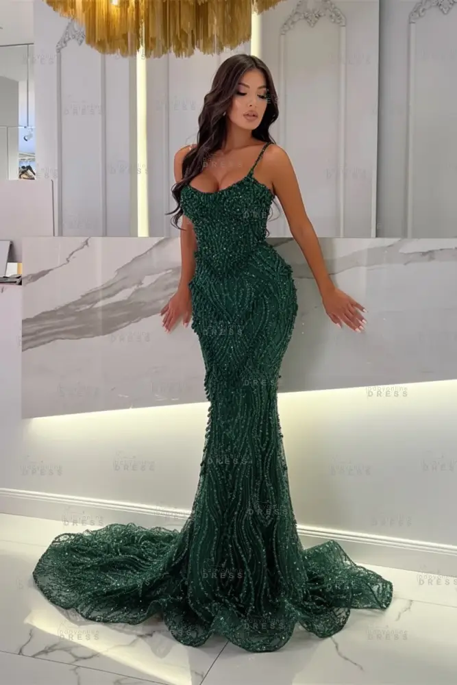 Strapless Mermaid Ivory Court Train Pearls Prom Dresses
