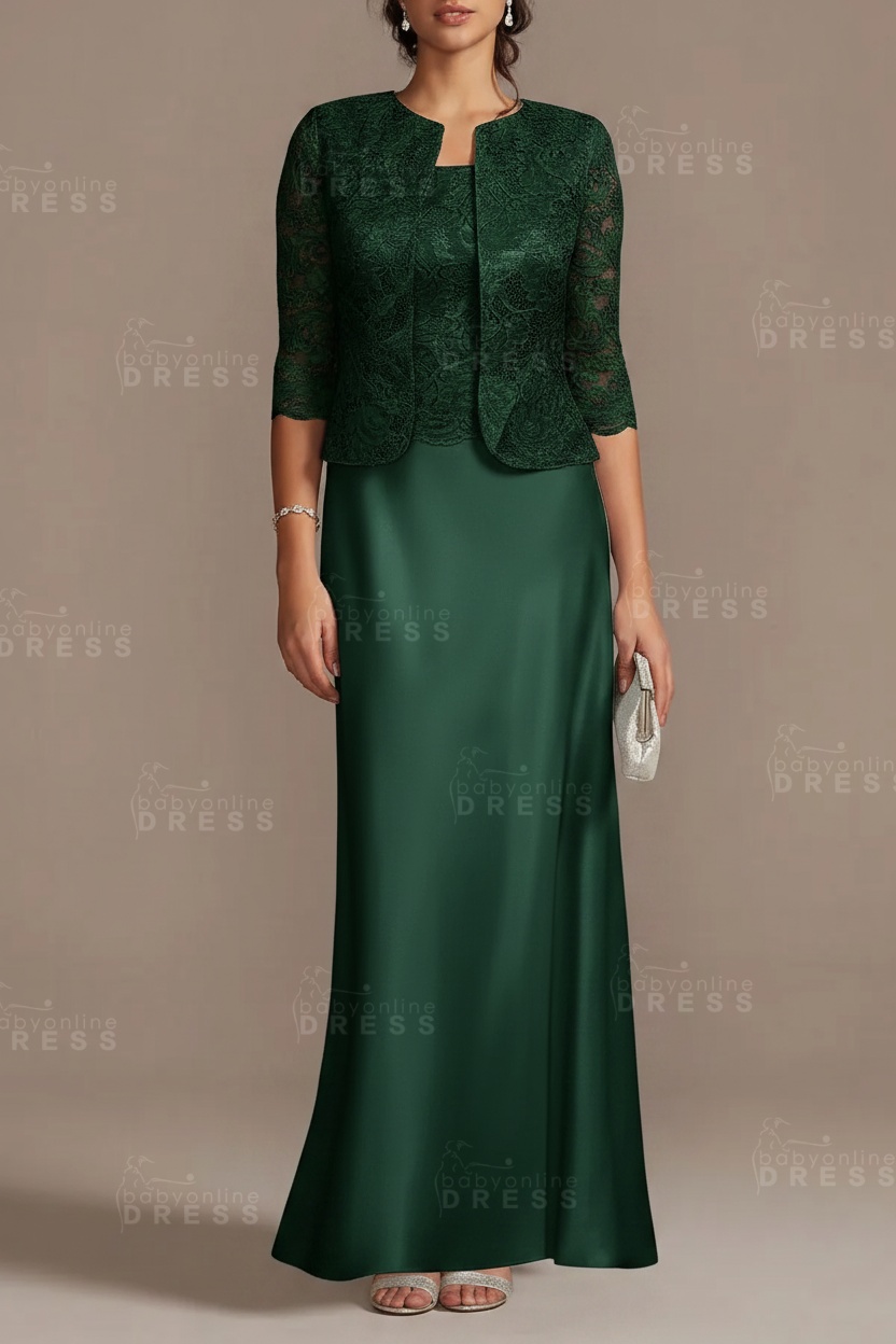 Long sleeves Sky blue Column Long Mother of the bride Dress