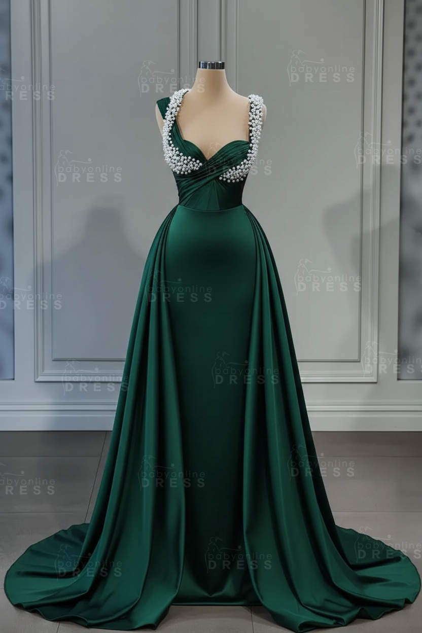 Sweetheart white mermaid prom dress with overskirt