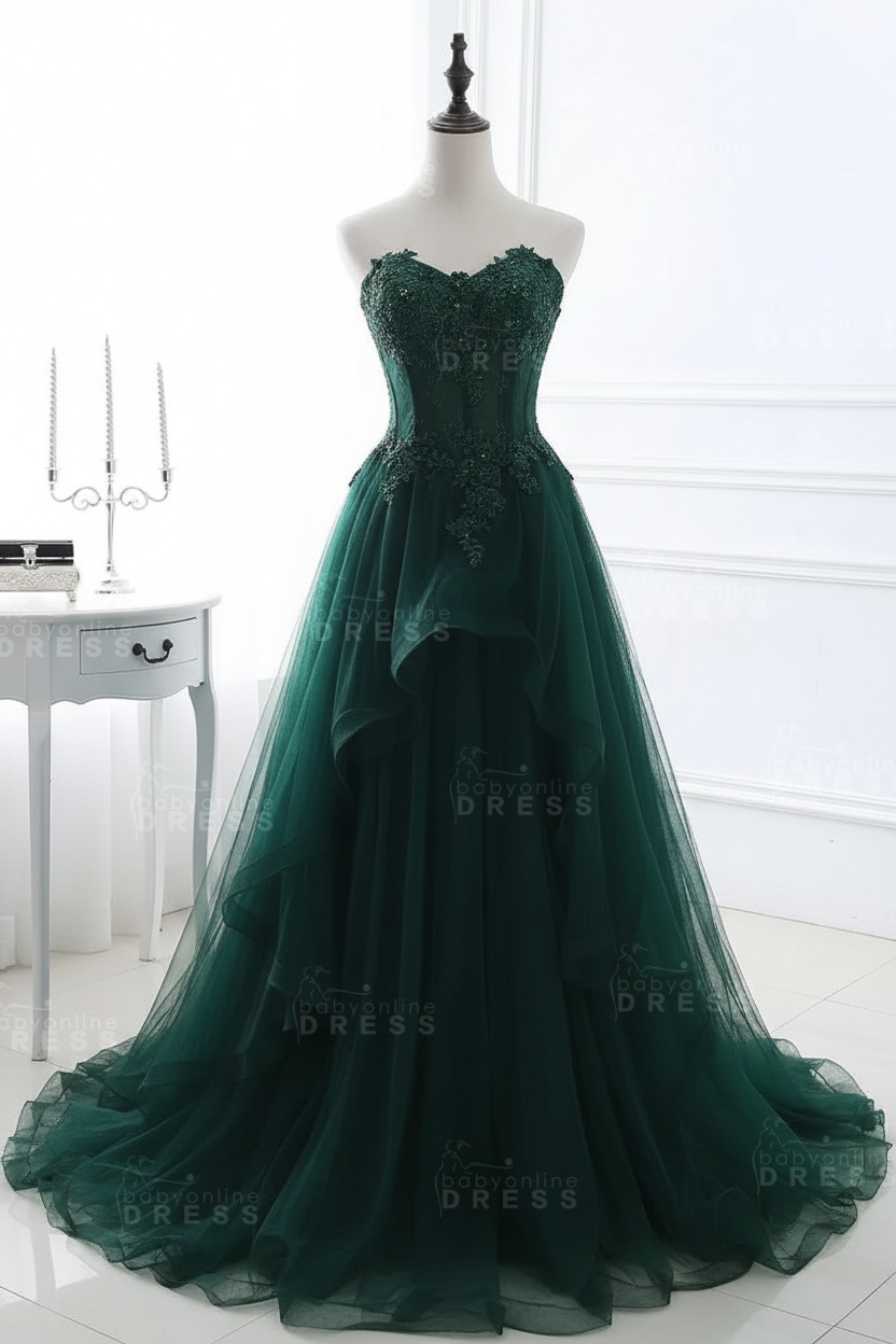 CHARLIZE |Ball Gown Sweetheart Tulle Sky Blue Prom Dress with Sequins BM0422