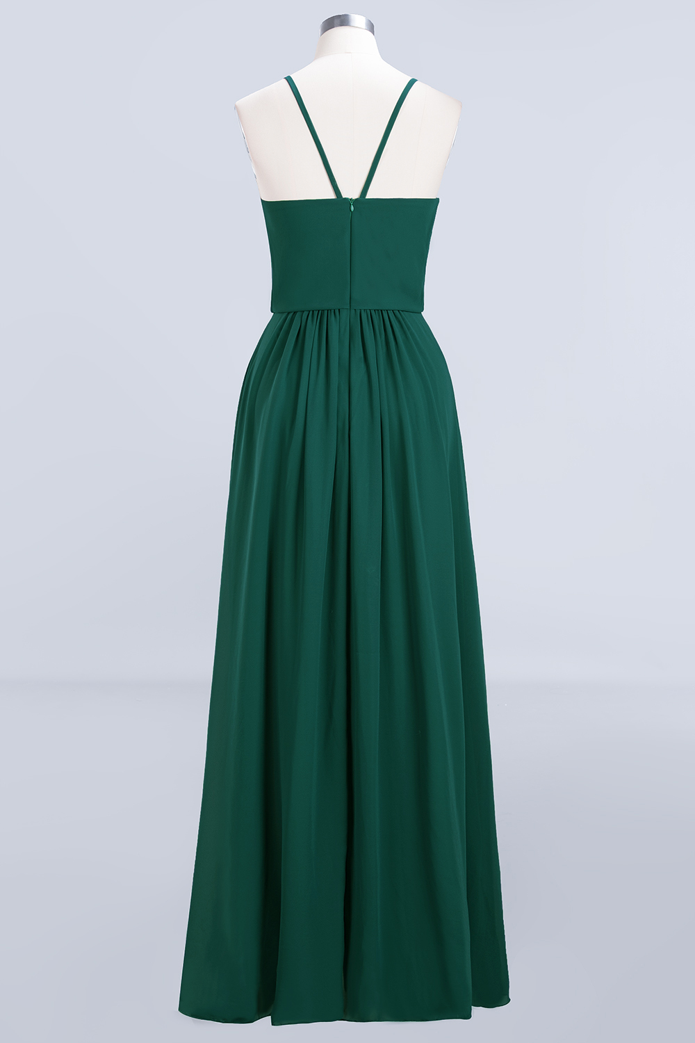 Dark Green Chiffon Bridesmaid Dress Modest Aline Wedding Guest Dress
