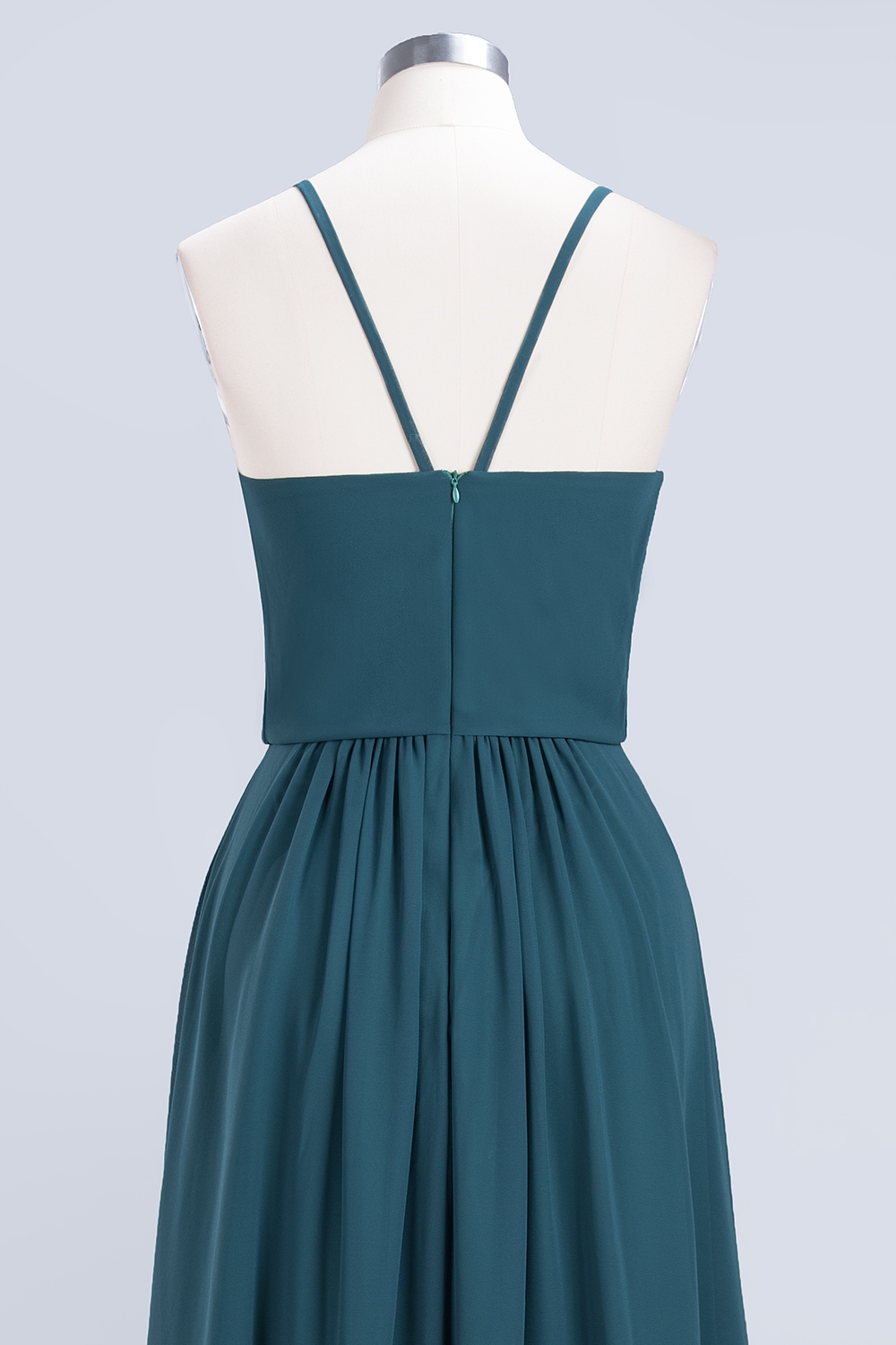 Dark Green Chiffon Bridesmaid Dress Modest Aline Wedding Guest Dress