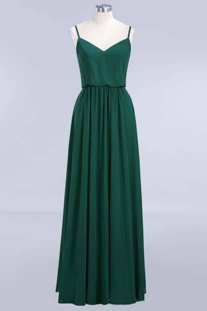 Dark Green Chiffon Bridesmaid Dress Modest Aline Wedding Guest Dress