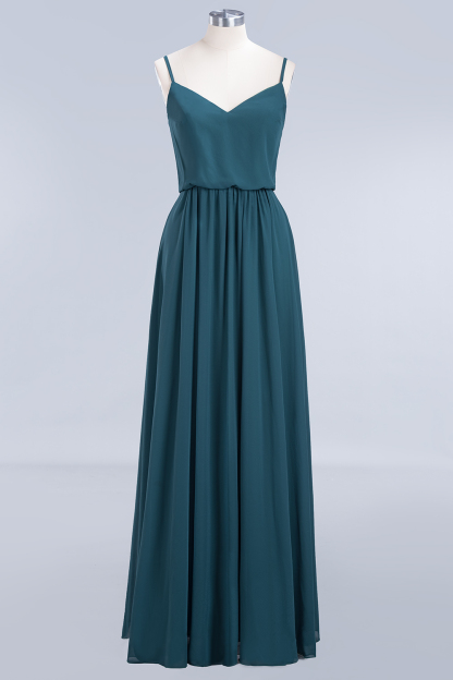 Dark Green Chiffon Bridesmaid Dress Modest Aline Wedding Guest Dress
