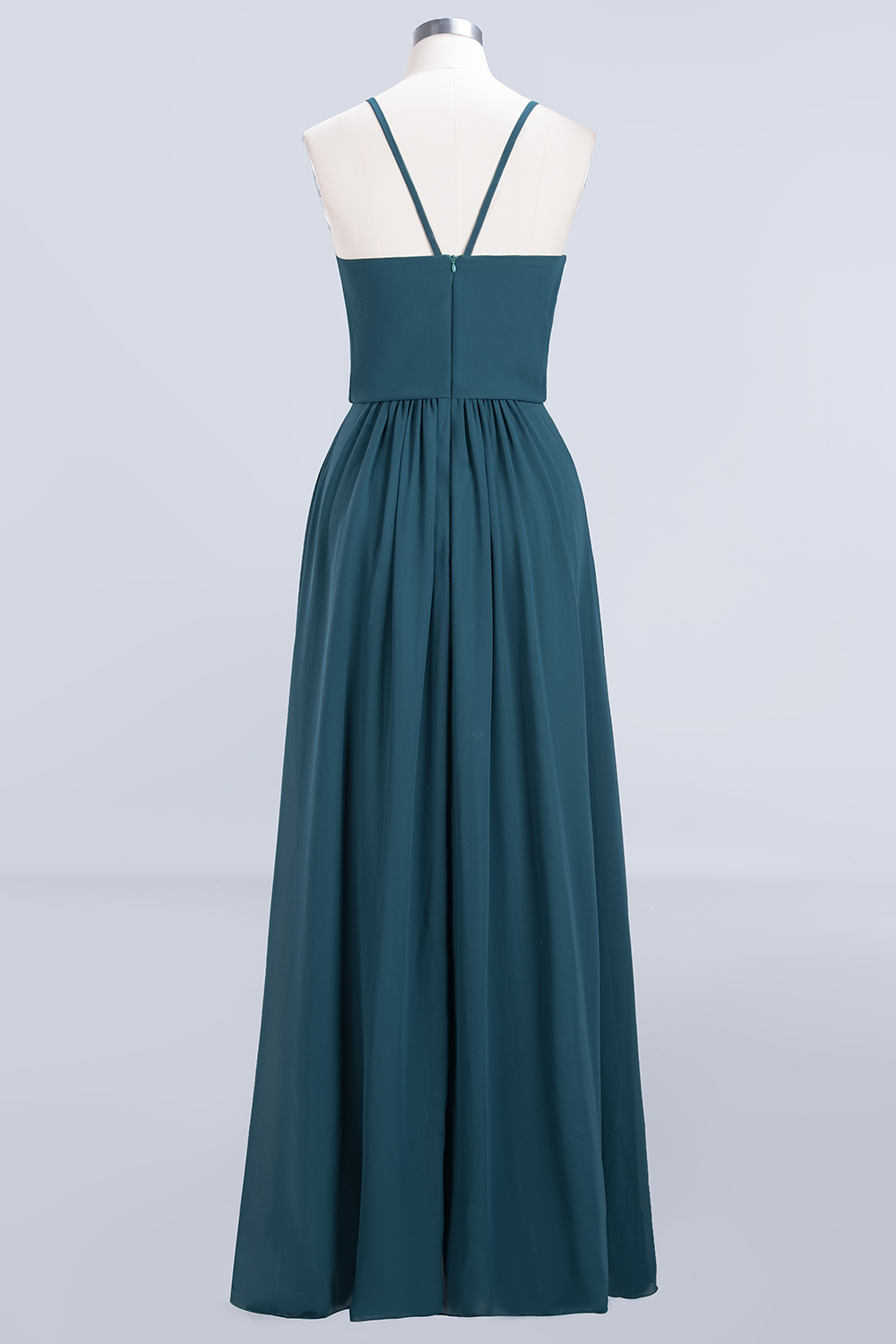 Dark Green Chiffon Bridesmaid Dress Modest Aline Wedding Guest Dress