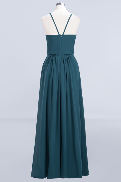 Dark Green Chiffon Bridesmaid Dress Modest Aline Wedding Guest Dress