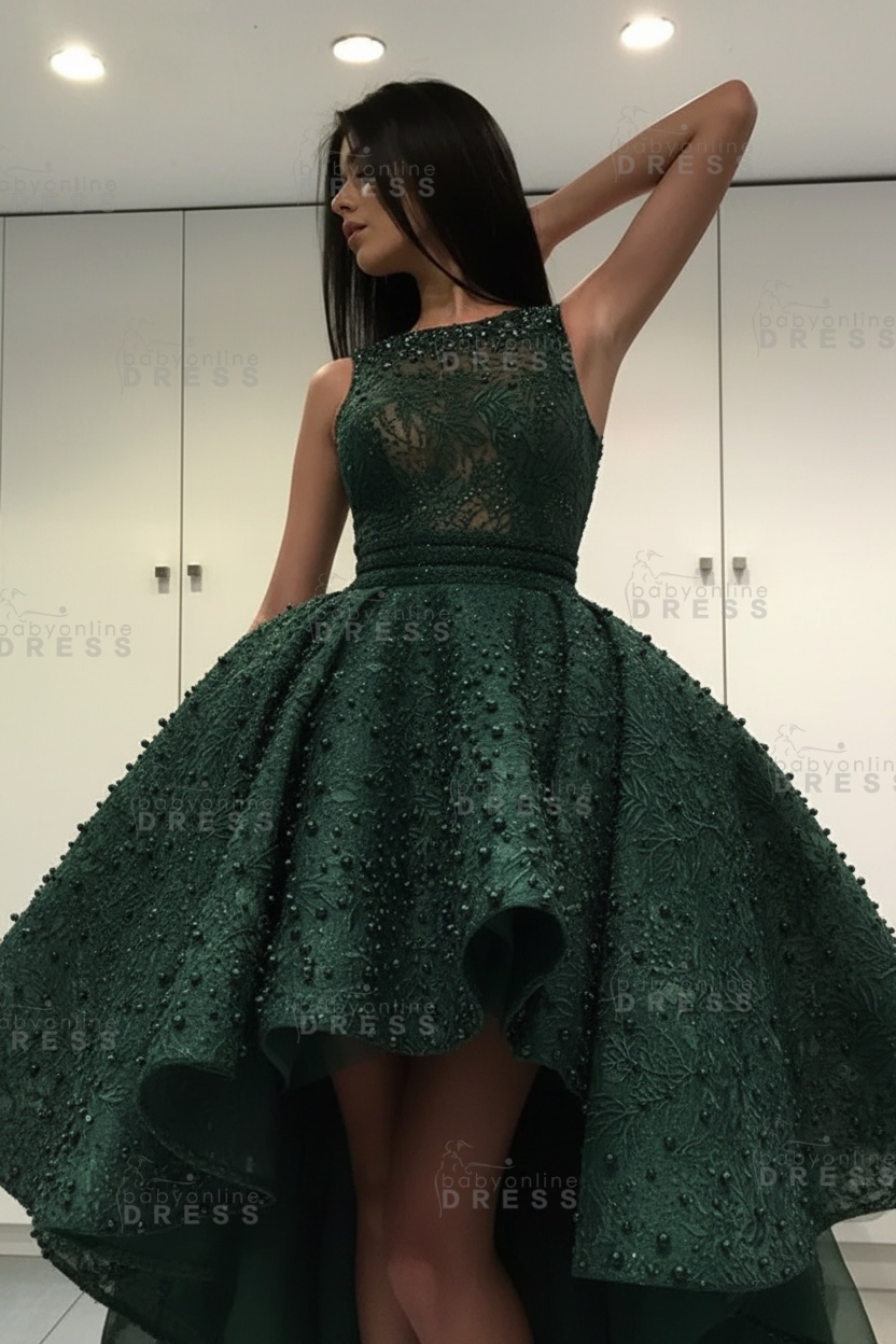 Gorgeous Sleeveless Beadings Short Hi-Lo Cocktail Dress Homecoming Dress