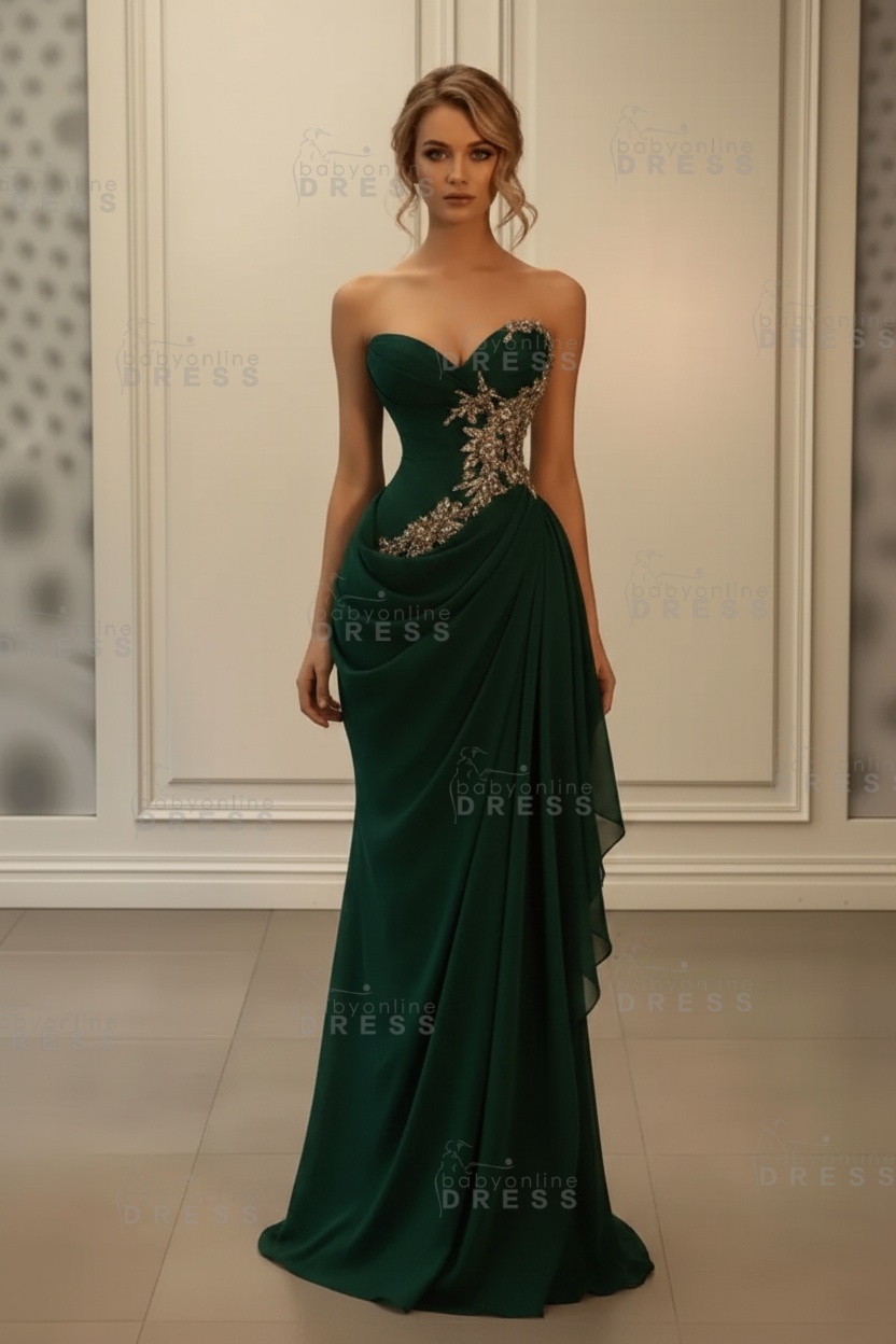Stunning Sweetheart Strapless Ruffles Bodycon Prom Dress with Appliques