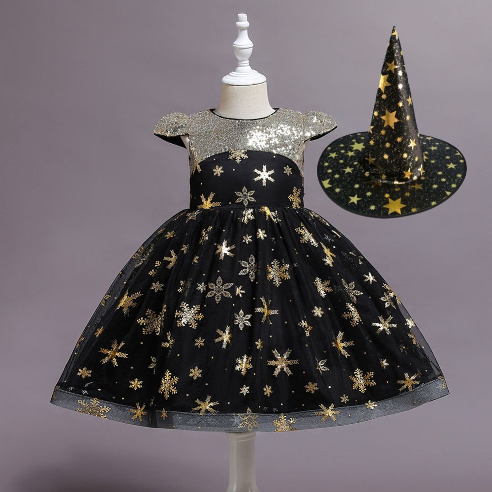 Cap sleeves v-neck sparkle stars red princess flower girl dress