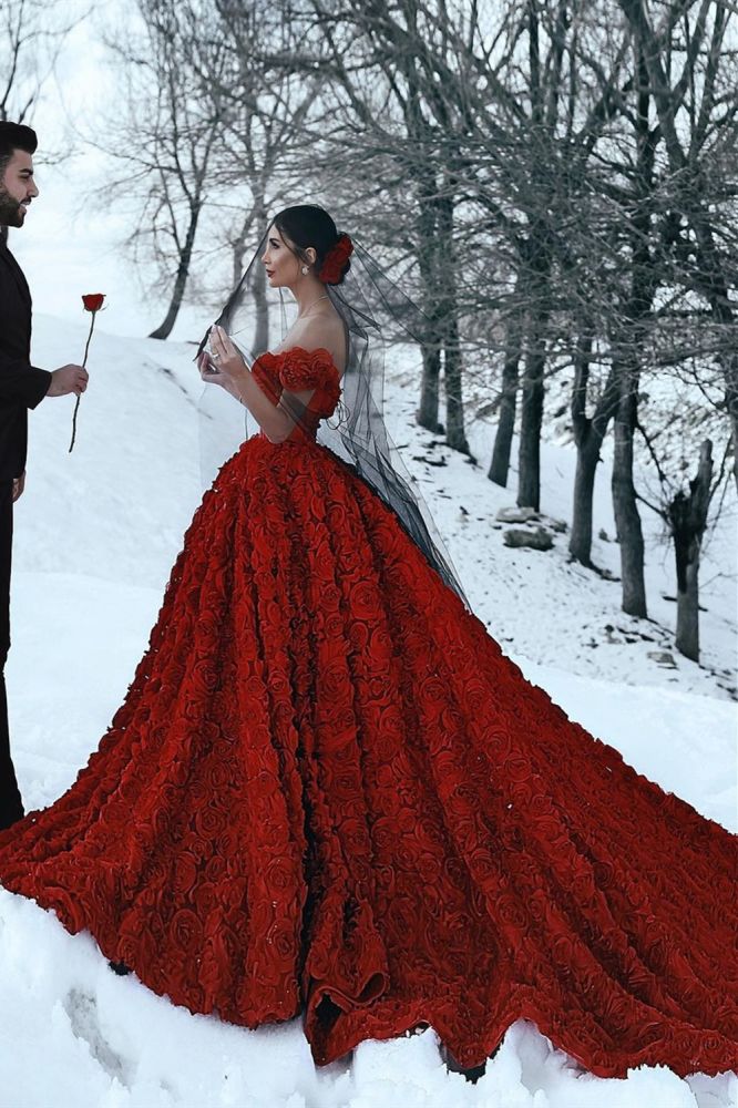Off the Shoulder 3D Floral Printed Ball Gown for Girl Evening Maxi Gowns