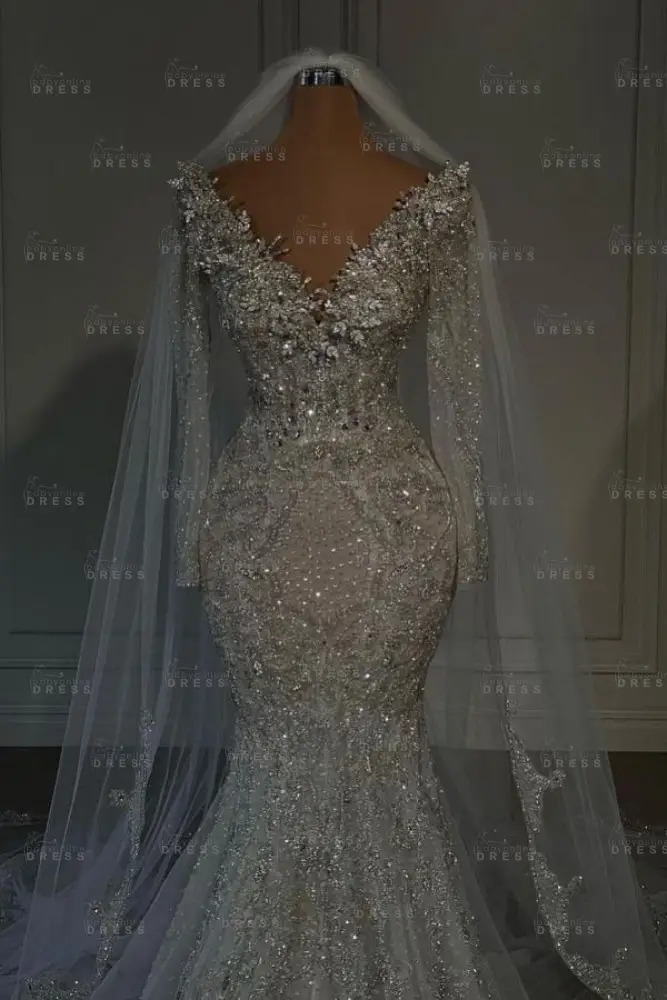 Sweetheart Lace Mermaid White Luxury Wedding Dress