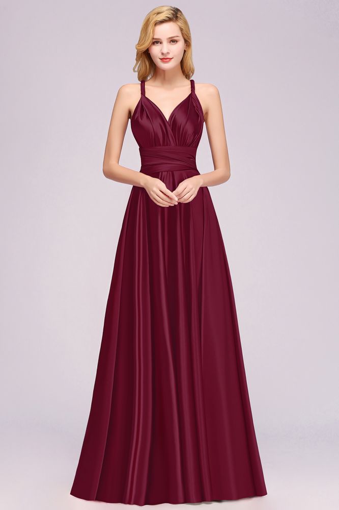 multi tie bridesmaid dress ChicSew Simple One-shoulder Chiffon Long Chic Wedding Red Dresses Online, Burgundy ways to tie multiway dress