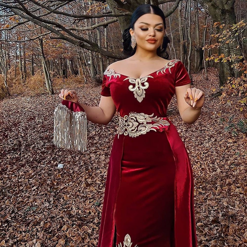 burgundy velvet mermaid prom dress Burgundy Long Mermaid Off The Shoulder Sparkly Velvet Prom Dresses Wit