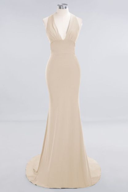 Elegant Mermaid Halter Pool Bridesmaid Dress Online
