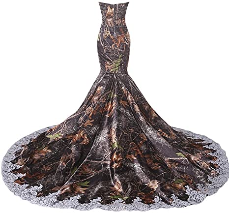 Camo And Lace Sweetheart Sleeveless Mermaid Bridal Gown Prom Dress