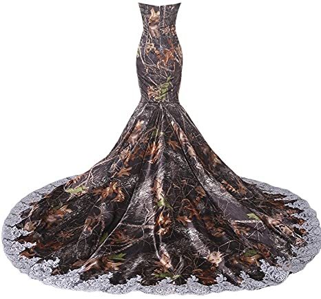 Camo And Lace Sweetheart Sleeveless Mermaid Bridal Gown Prom Dress