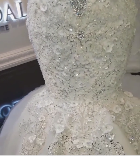 Luxury Crystals Mermaid Wedding Dresses | Off-the-Shoulder Appliques Bridal Gowns