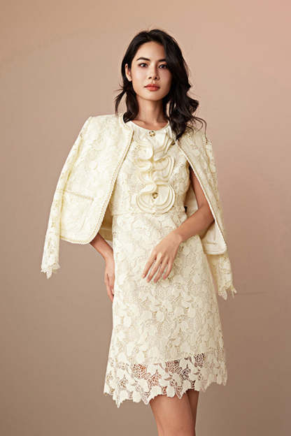 Yellow Strapless A-Line Lace Short Dresses