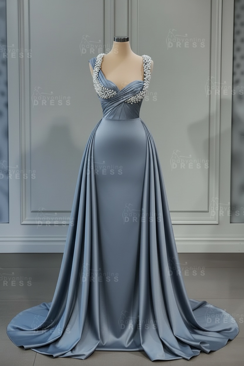 Sweetheart white mermaid prom dress with overskirt