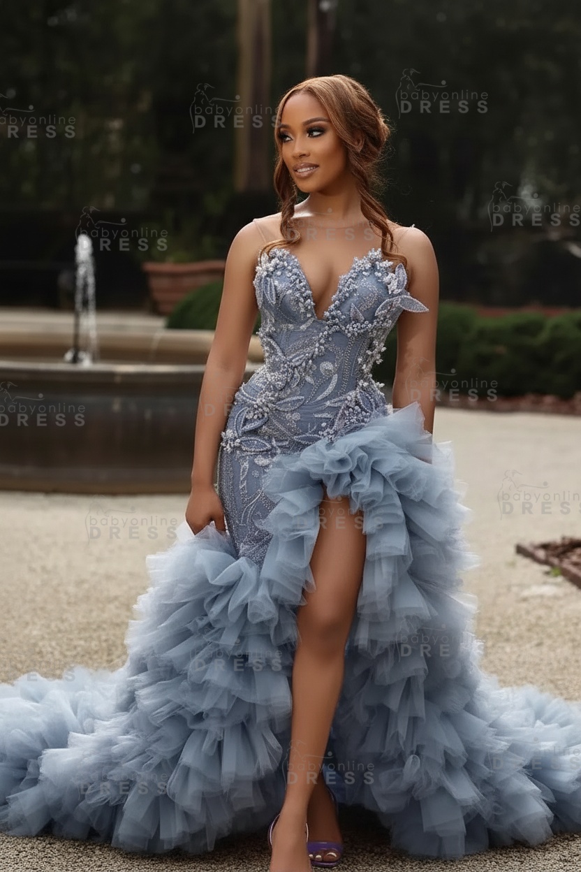Gorgeous Pink Sweetheart Beadings Sleeveless Mermaid Prom Dress with Ruffles