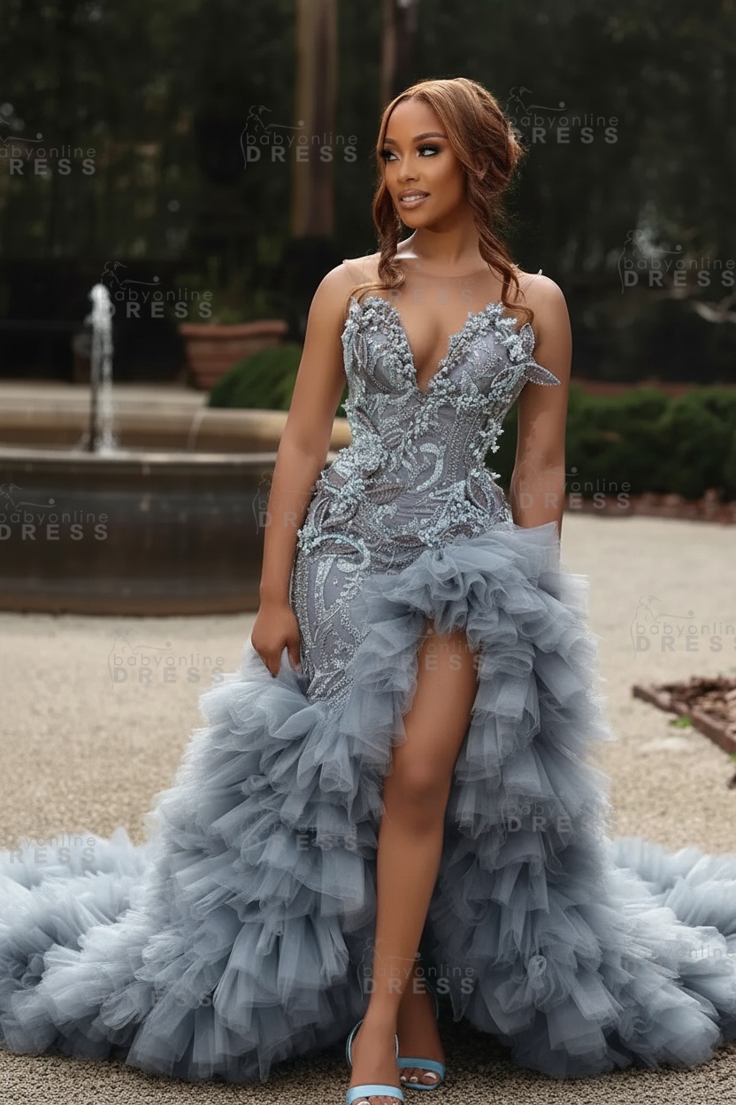 Gorgeous Pink Sweetheart Beadings Sleeveless Mermaid Prom Dress with Ruffles