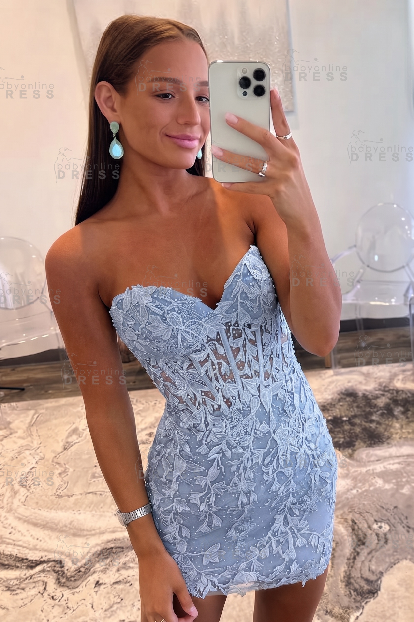Sweetheart Mint Lace Homecoming Dress Short Party Dress Sleeveless