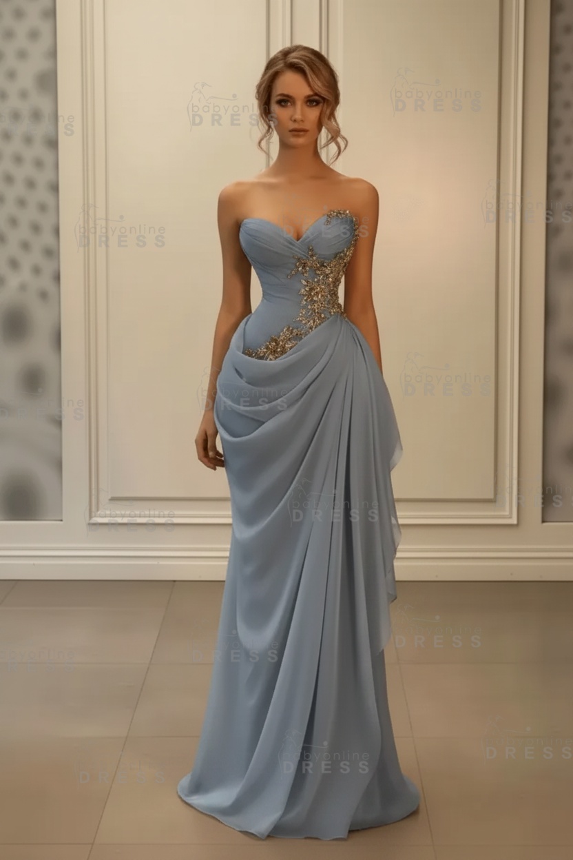 Stunning Sweetheart Strapless Ruffles Bodycon Prom Dress with Appliques
