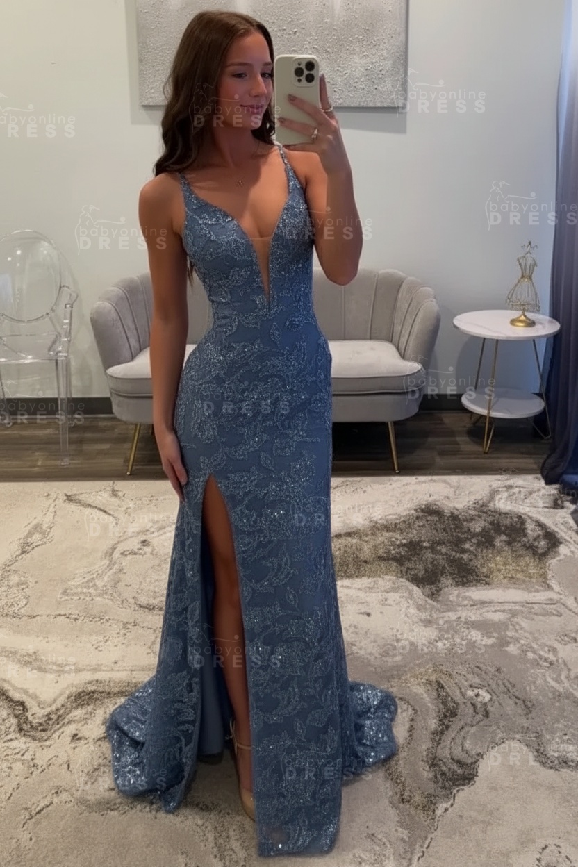Sexy Glitter Black Prom Dress High Split Prom Dress Sleeveless