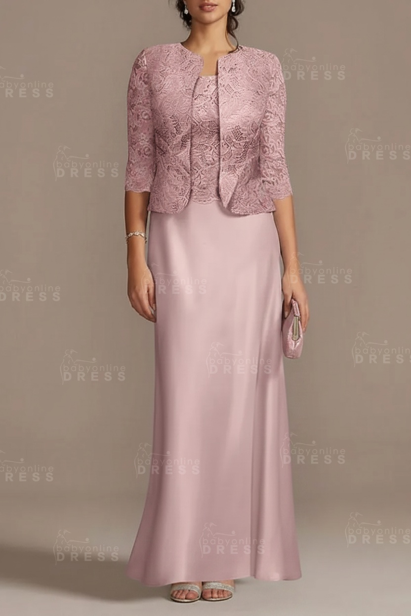Long sleeves Sky blue Column Long Mother of the bride Dress