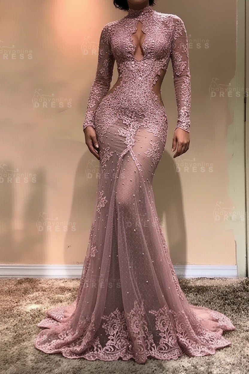 Gorgeous Long Sleeve Mermaid Evening Dress | Lace Formal Dress