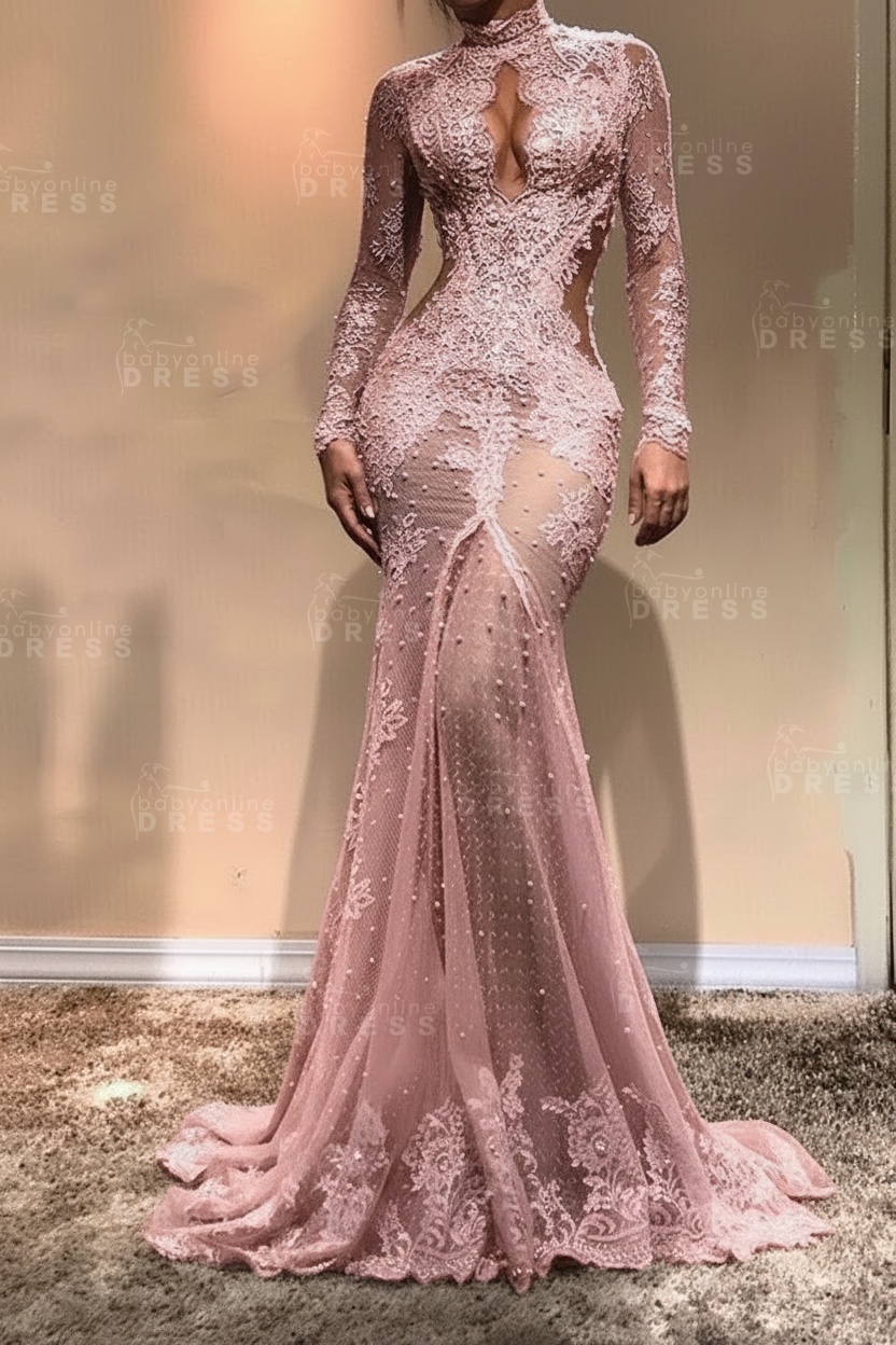 Gorgeous Long Sleeve Mermaid Evening Dress | Lace Formal Dress