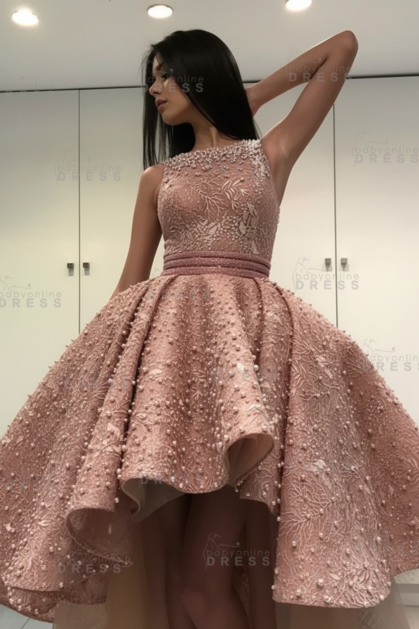 Gorgeous Sleeveless Beadings Short Hi-Lo Cocktail Dress Homecoming Dress