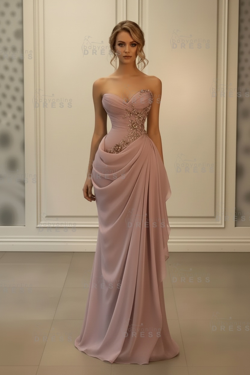 Stunning Sweetheart Strapless Ruffles Bodycon Prom Dress with Appliques