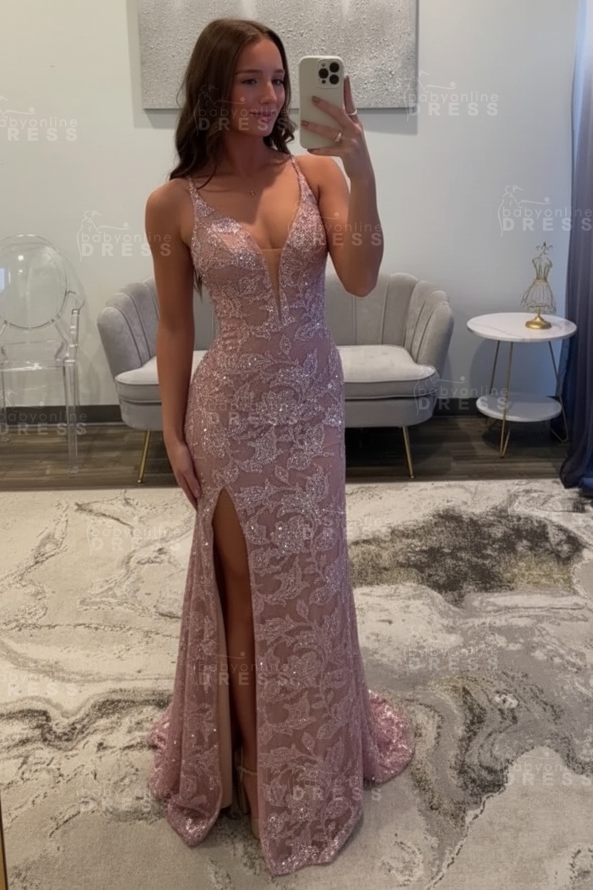 Sexy Glitter Black Prom Dress High Split Prom Dress Sleeveless