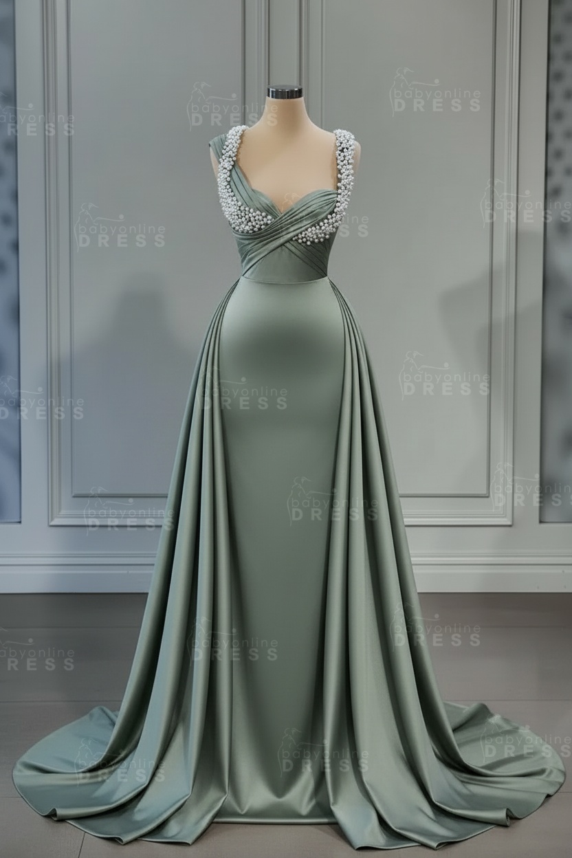 Sweetheart white mermaid prom dress with overskirt
