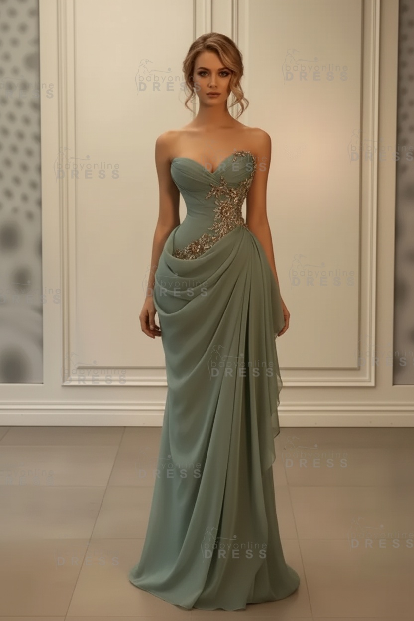 Stunning Sweetheart Strapless Ruffles Bodycon Prom Dress with Appliques