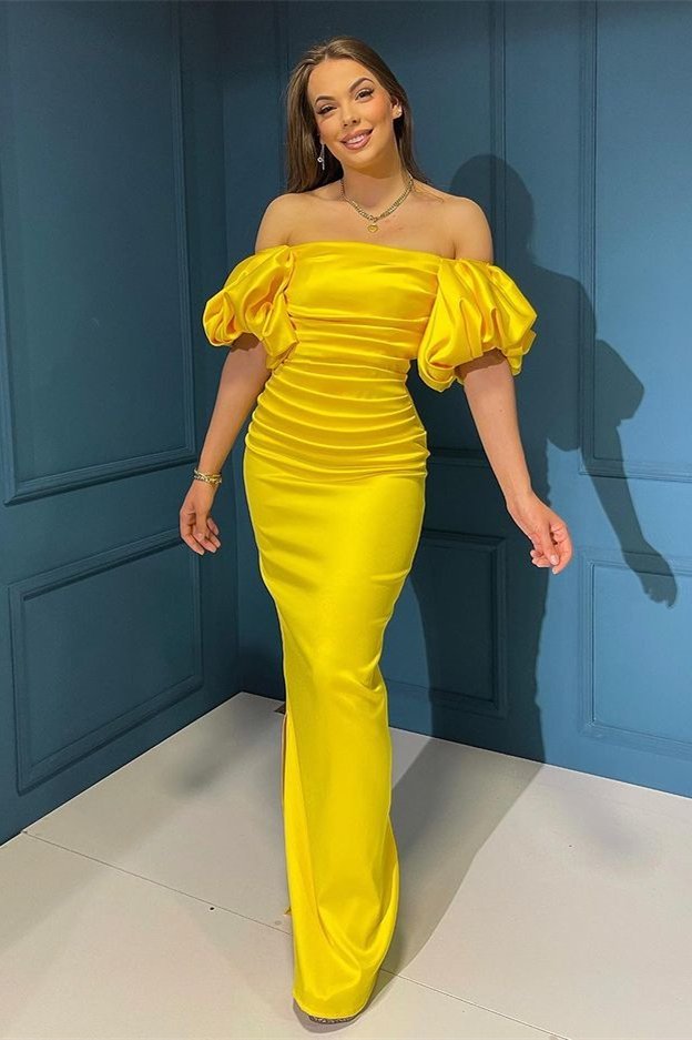 Bubble Sleeves Off the shoulder Strapless Mermaid Prom Dresses