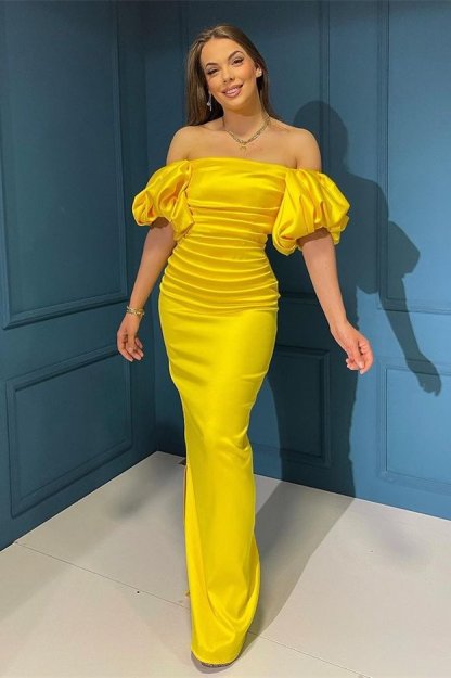 Bubble Sleeves Off the shoulder Strapless Mermaid Prom Dresses