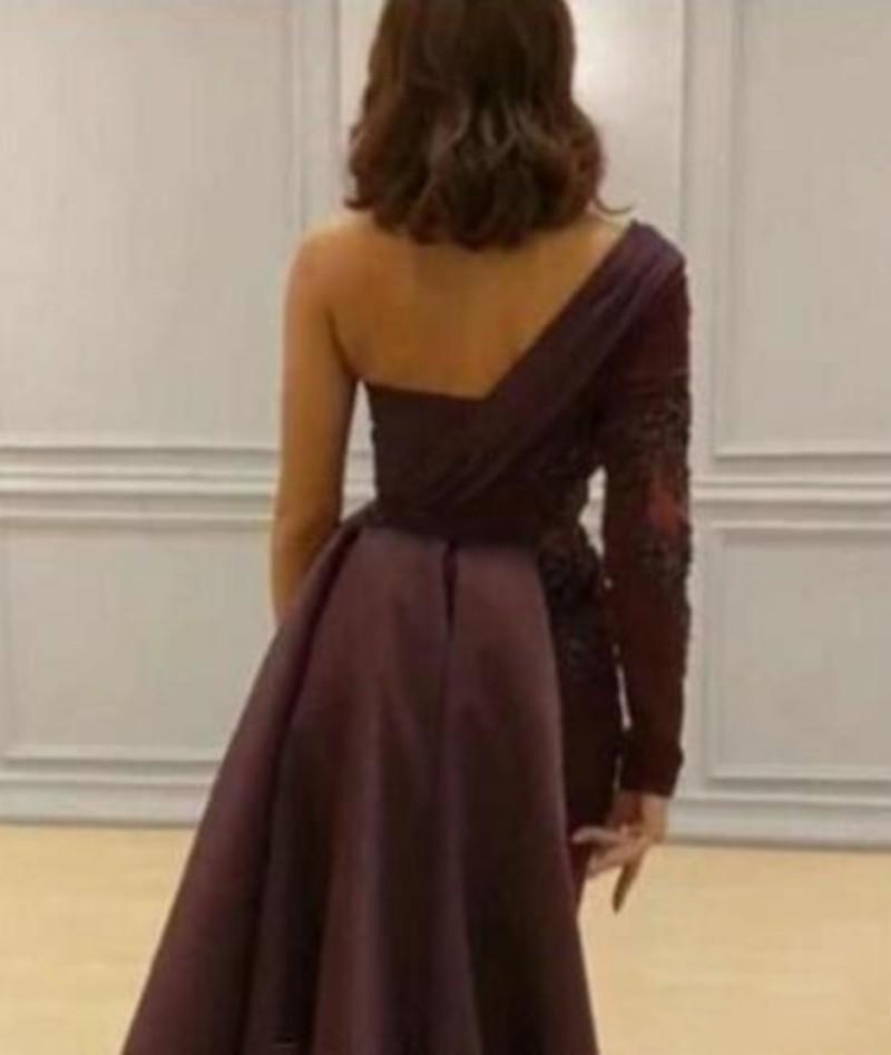 Graceful Asymmetric Splicing One Shoulder Appliques Spandex Satin Party Dresses | Floor Length Open Back Evening Gowns With Waist Band-Babyonlinewholesale