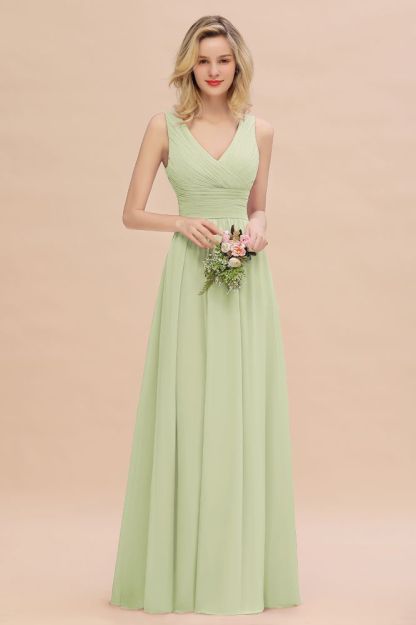 Elegant V-Neck Ruffles Bridesmaid Dress On Sale | Sexy Long Evening Dresses
