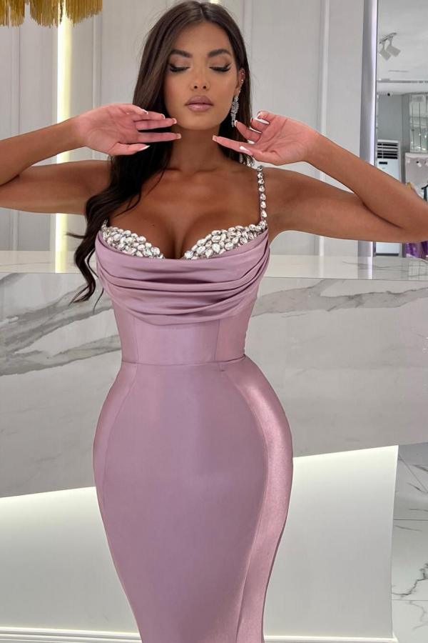 Stunning Pink Strapless Mermaid Court Train Evening Dress