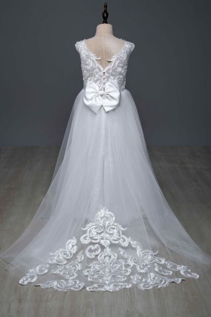 Cute Tulle Ivory White Sleeveless Flower Girls Dresses Ball Gown for little Girls