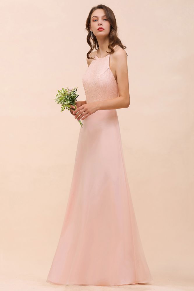Halter Lace Chiffon Aline Bridesmaid Dress Long Spcial Occasion Dress