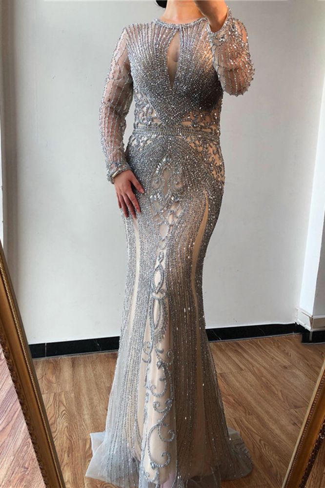 Luxury Mermaid Halter Rhinestones Prom Dress with Tassel | Sparkle Formal Evening Dresses