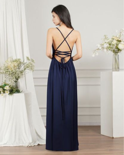 Sexy Plunging V-neck Criss-cross Back High split Spandex Prom Dresses