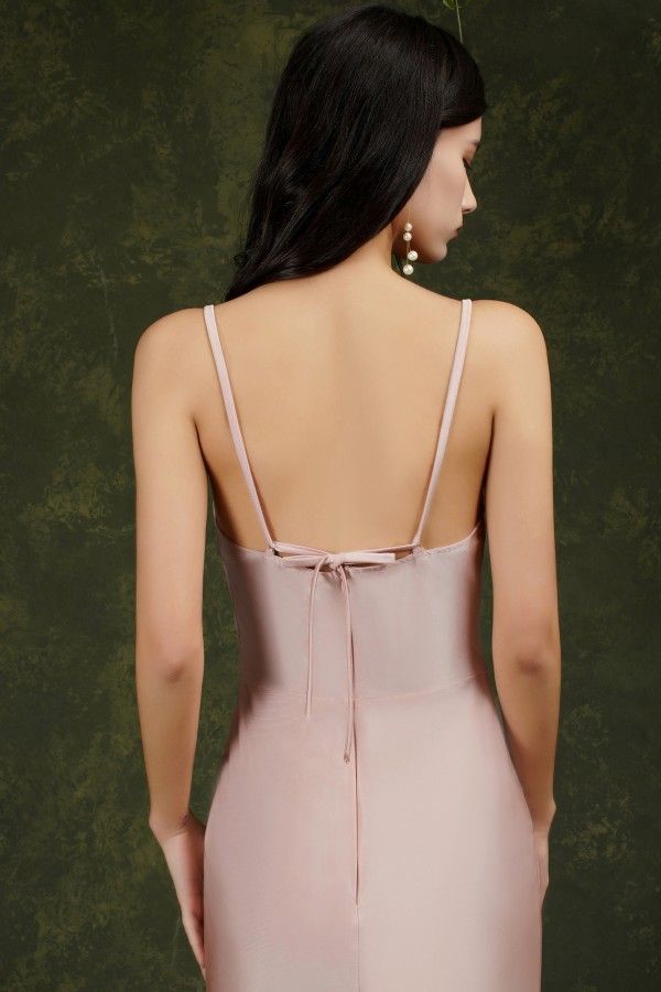 Spaghetti Straps Slim Side Slit Long Prom Dress Sleeveless V-Neck Party Dress