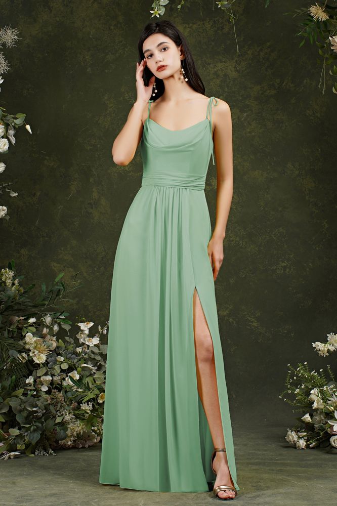 Tulle Spaghetti strapes Aline Split Front Prom dress