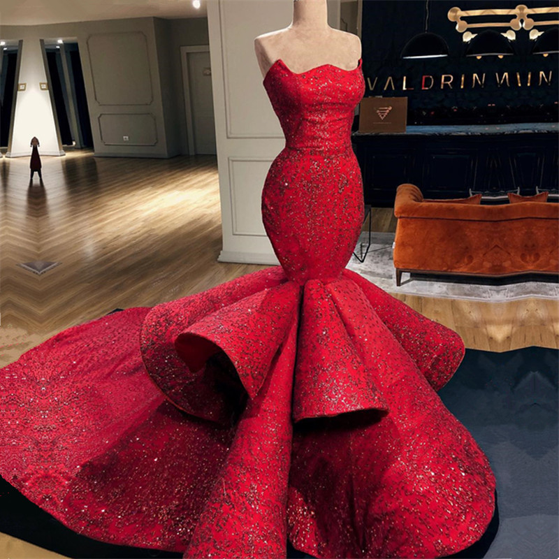 Fashion Mermaid Strapless Sleeveless Floor-Length Prom Dress