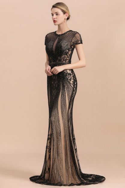 Luxury Black all-covered beaded Mermaid Prom Dress