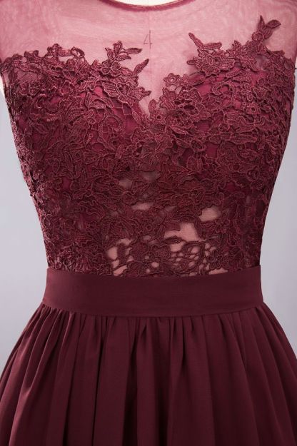 A-line Chiffon Lace Jewel Sleeveless Floor-Length Bridesmaid Dresses with Appliques